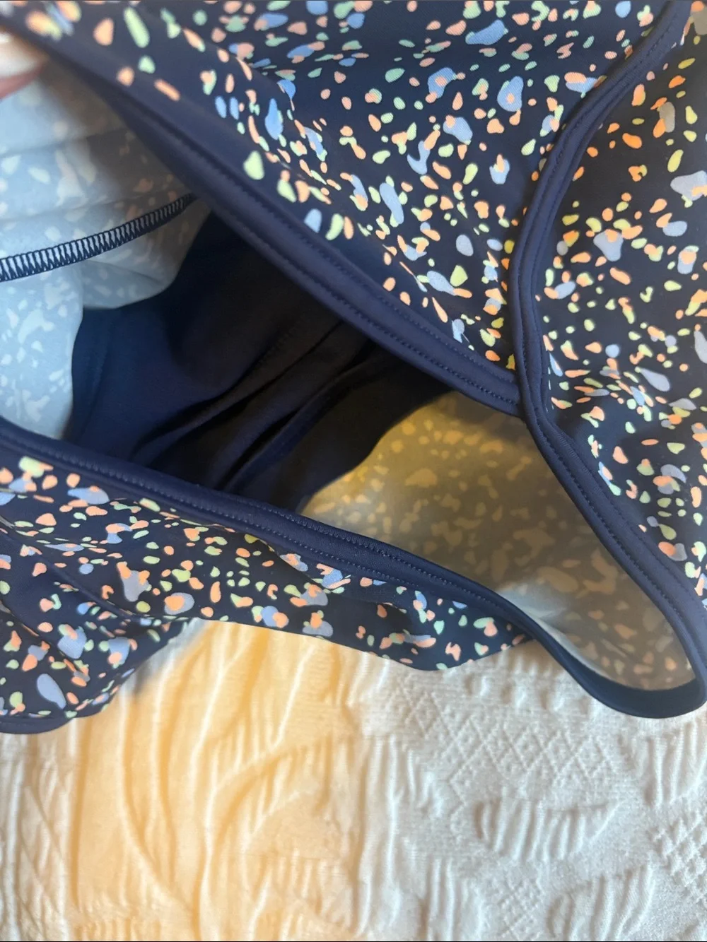 Athleta Girl Navy Confetti Print Bralette & Swim Shorts Set